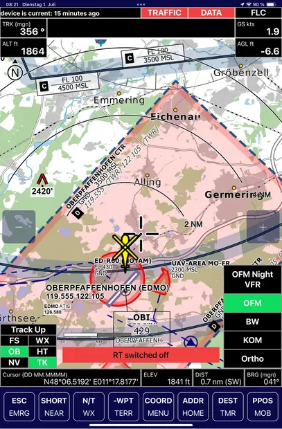NavPad Moving Map auf dem iPad. © Neway